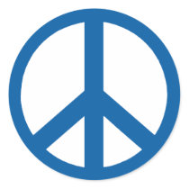 Medium Blue Peace Sign Round Stickers