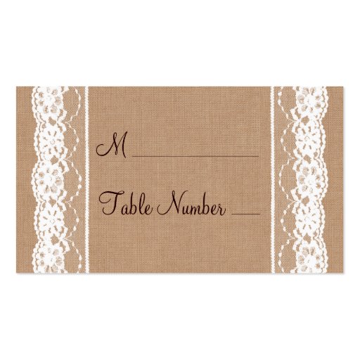 Medium Burlap & Vintage Lace Place Card Business Cards