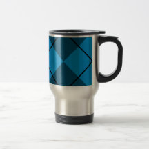 Medium & Dark Blue Argyle Coffee Mugs