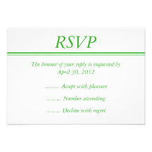 Medium Green RSVP, Response or Reply Card