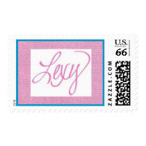 medium size pink background with pink name LEXY postage
