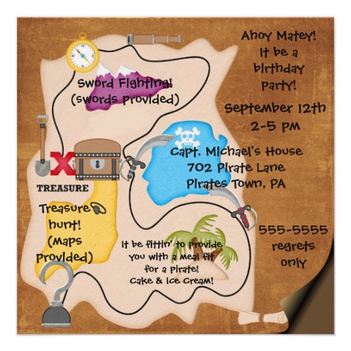 Medium Skin Boy Pirate Ship Birthday Invitations