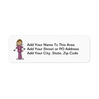 Stick Figure Female Nurse Custom Return Address Label