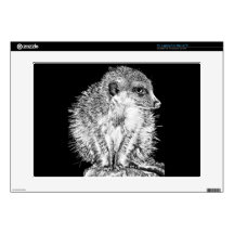 Meerkat, Black and White Decal For 15" Laptop