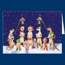 Meerkat Family Carol Singers Christmas Card cards