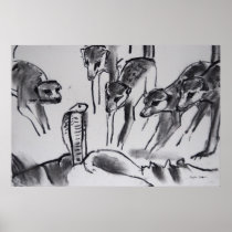 Meerkats mobbing Cobra - Art Print