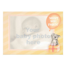 Meet me new baby announcement orange koala card