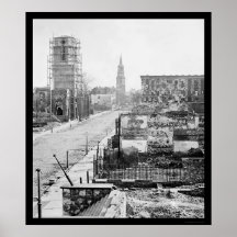 Meeting Street and Church Ruins in Charleston 1865 Print