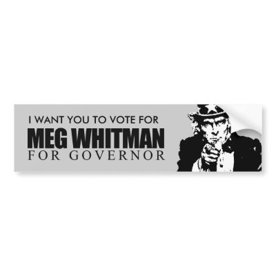 Meg Whitman for Governor Bumper Sticker by Politicaltshirts