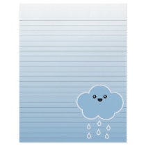 Mega Kawaii Cloud Drizzle Lined Stationery letterhead by megakawaii Mega Kawaii Cloud Drizzle Lined Stationery letterhead