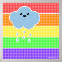 Mega Kawaii Happy Cloud Rainbow Poster print