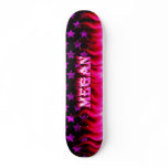Megan skateboard pink fire and flames design