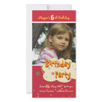 Megan's Birthday Party Photo Invitation Photo Card Template