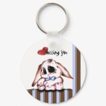Megg: A cute bunny - boy, missing you, keychain