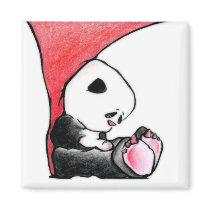 Megg: A cute panda - heart, magnet