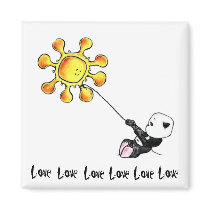 Megg: A cute panda - sun, love magnets