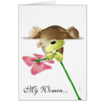 Megg: A cute teddy bear - flower, My Women cards