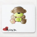 Megg: A cute teddy bear - Missing you mousepads by meggdesign Megg: A cute teddy bear - Missing you mousepads