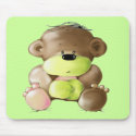 Megg: A cute teddy bear - sad, green mousepad by meggdesign Megg: A cute teddy bear - sad, green mousepad