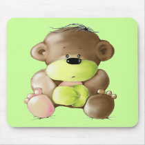 Megg: A cute teddy bear - sad, green mousepad