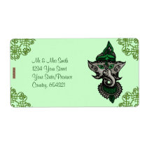 Mehndi Ganesha (Green) Labels
