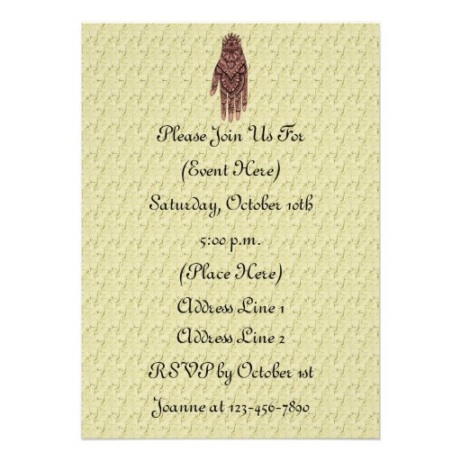Mehndi Hand Tattoo Art Design Invitation