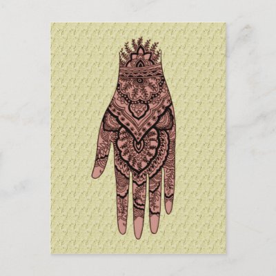 Reproduction art Mehndi henna hand tattoo art design postcard Add any text 