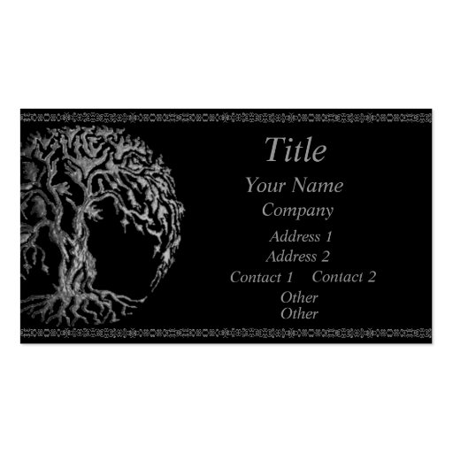 Mehndi Tree of Life (Henna) (Silver) Business Card (front side)