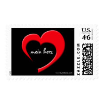 Mein Herz II Postage (red on black) stamps