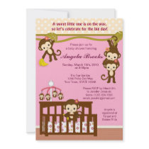 Melanie Monkey Baby Shower Invitations