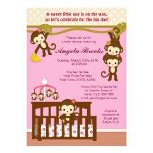 Melanie Monkey Baby Shower Invitations
