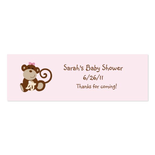 Melanie Monkey Girl Favor/Tags Business Cards (front side)