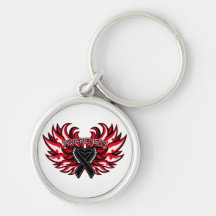 Melanoma Awareness Heart Wings.png Keychains