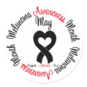 Melanoma Awareness Month Heart Ribbon stickers