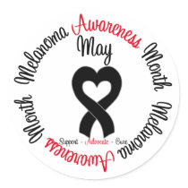 Melanoma Awareness Month Heart Ribbon stickers