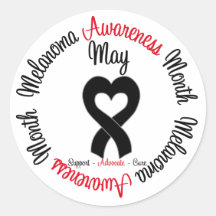 Melanoma Awareness Month Heart Ribbon Stickers