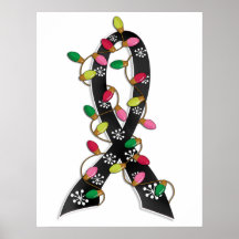 Melanoma Christmas Lights Ribbon Poster