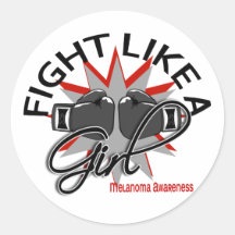 Melanoma Fight Like A Girl 12.3 Round Stickers