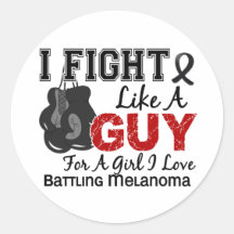 Melanoma Fight Like A Guy 15 Round Stickers
