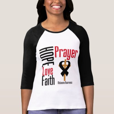 Melanoma Hope Love Faith Prayer Cross T Shirt