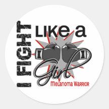 Melanoma I Fight Like A Girl 13.2 Round Stickers