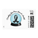 Melanoma Ribbon Merry Christmas Snowglobe Stamps