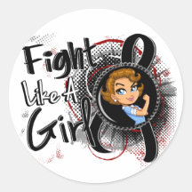 Melanoma Rosie Cartoon FLAG.png Round Sticker