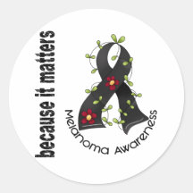 Melanoma Skin Cancer Flower Ribbon 3 Sticker