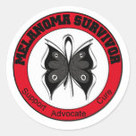 Melanoma Survivor Butterfly Round Sticker