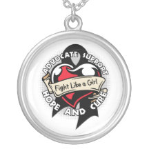 Melanoma - Tattoo Heart Fight Like A Girl Necklace