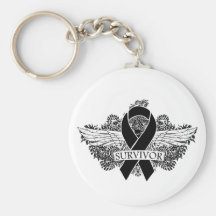 Melanoma Winged SURVIVOR Ribbon Key Chain