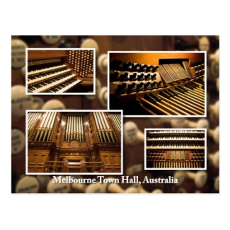 Melbourne Town Hall pipe organ montage postcard