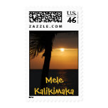 Mele Kalikimaka Hawaiian Sunset Postage Stamp