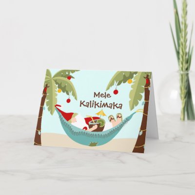 Mele Kalikimaka Tropical Santa Cards